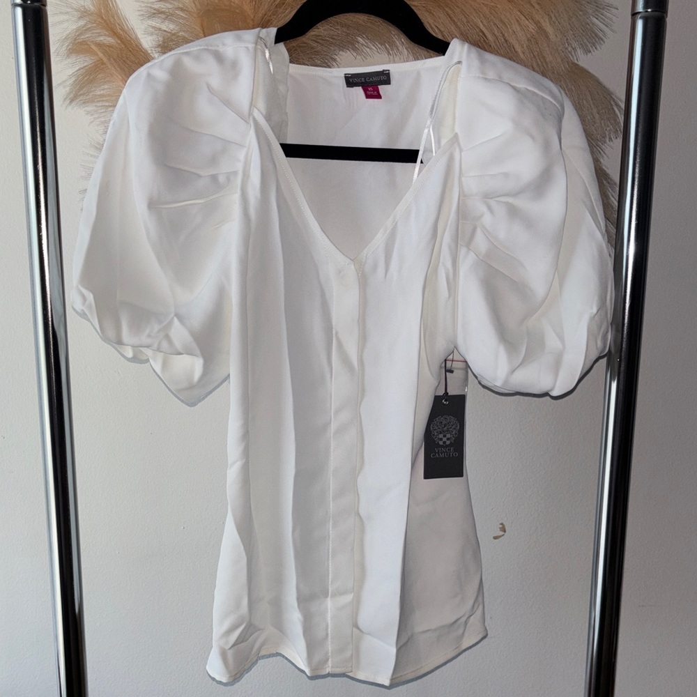 Vince Camuto White Puff Sleeve Blouse